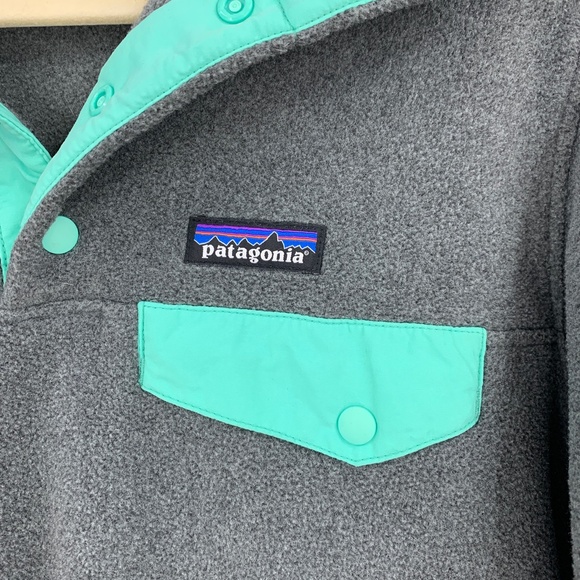 Patagonia Synchilla Snap-T Pullover Grey & Mint Green Sz S - Picture 4 of 10